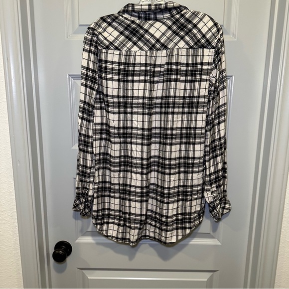 Gap Black/White Plaid Popover Tunic Flannel Top size S - Picture 8 of 10